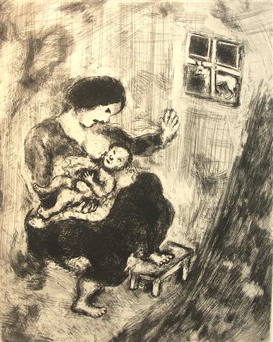 取扱店はMarc Chagall、MOTHER AND CHILD 、海外版超希少レゾネ、新品額装付、送料込み、iafa 人物画
